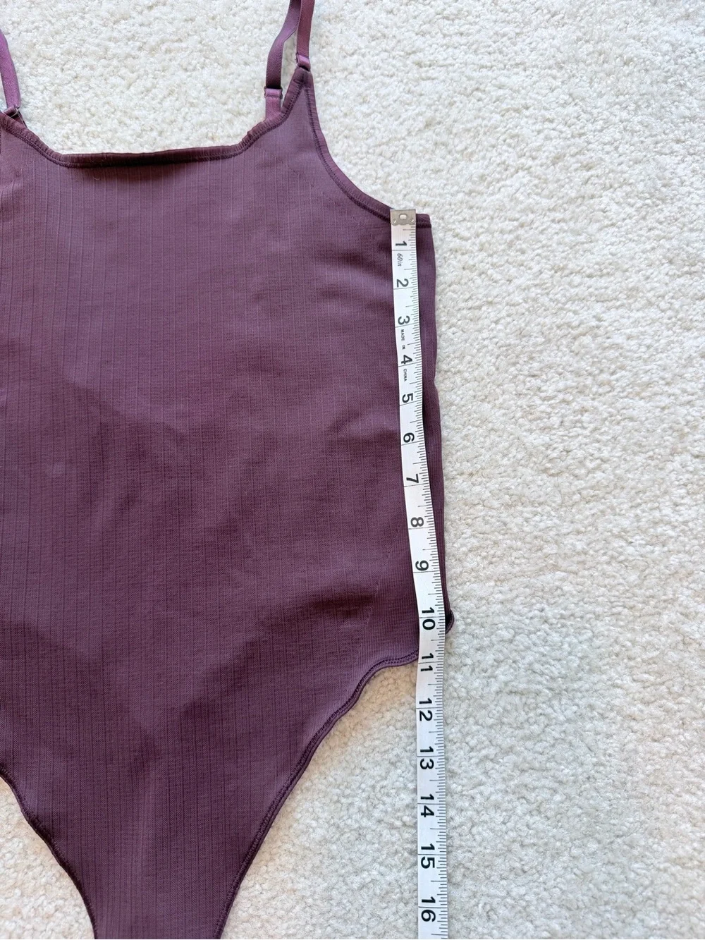 Lululemon Underneath It All Bodysuit Plum Ribbed Thong Adjustable Straps Size L